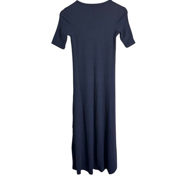 AYR The Moderne Navy Blue Ribbed Knit Short Sleeve Midi Dress Size XS - Picture 9 of 9